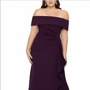 XSCAPE Off- The Shoulder Women’s Gown Plum